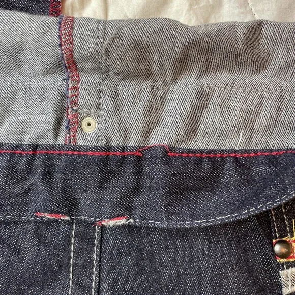 Parish Nation E 506 Baggy Jean Denim Shorts Men's 44 Red Button Fly Relaxed Fit - Picture 12 of 13